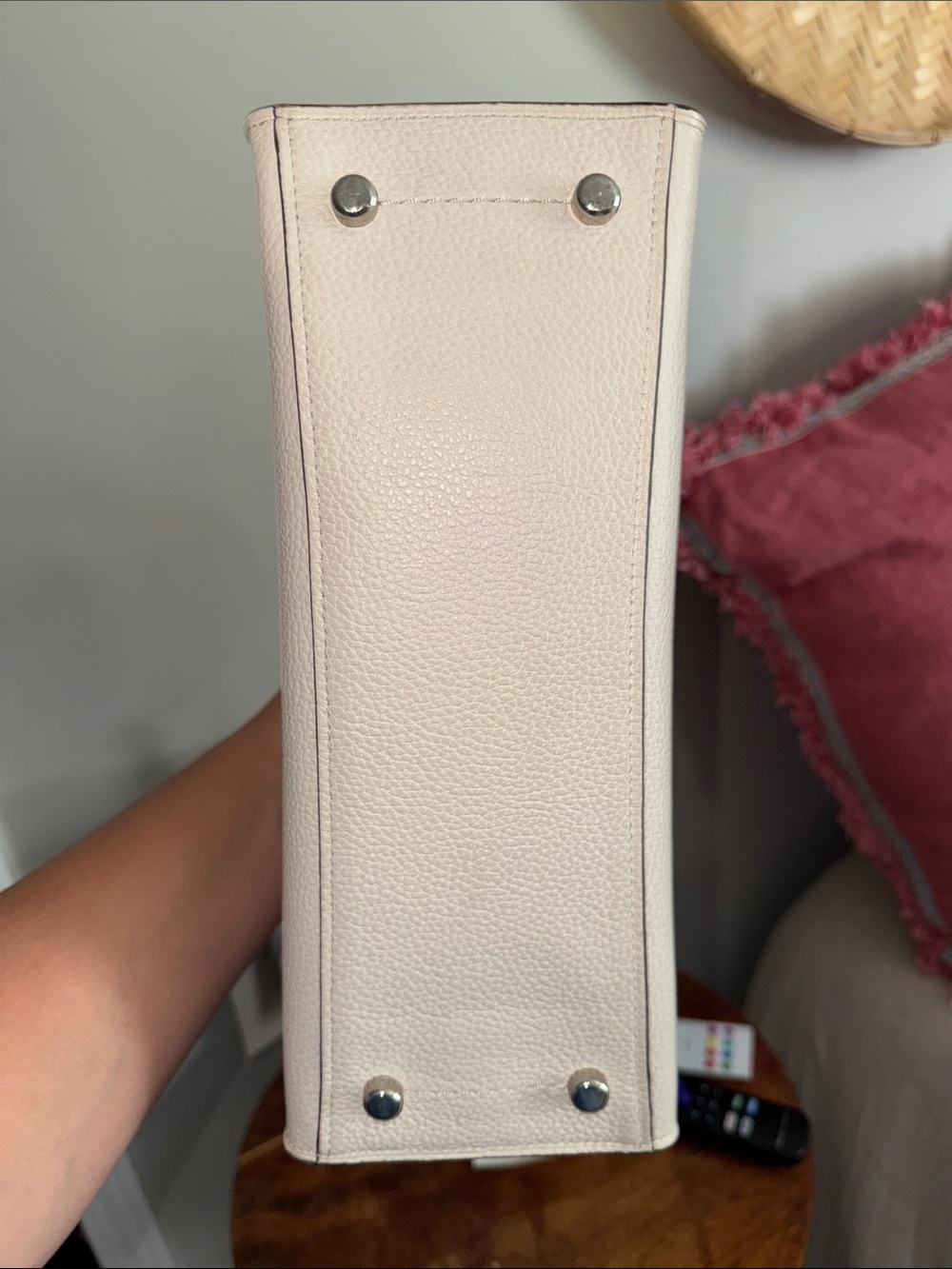 COACH Pebbled Leather Satchel – Cream/Light Tan Trim - Picture 7 of 7